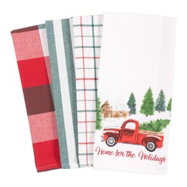 KAF Home Kitchen Holiday Digitally Printed Dish Towel Set of 4, 100-Percent Cotton, 18 x 28-inch (Holiday Truck)