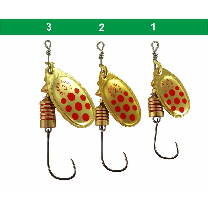 MAPSO - 5 Fishing Spinners REDER-2 OR 4.50 gms. Fish
