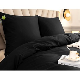 Amolavet Kopfkissenbezug 80x80 2er Set Schwarz - Kissenbezug 80x80 mit Hotelverschluss aus Gebürstetem Mikrofaser