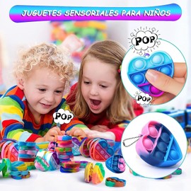 Pack 24 Llaveros Pop It Antiestrés Multiformas, Aliviar Ansiedad Juguete Sensorial de Silicona, Juguete Antiestrés Pop It con Llavero, Ideal para Niños, Adultos, Regalos de Premios de Aula