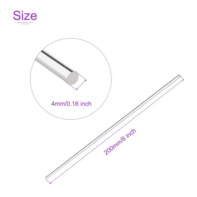 DMiotech 4 Pack 5/32" x 10" Round Rod Solid PMMA