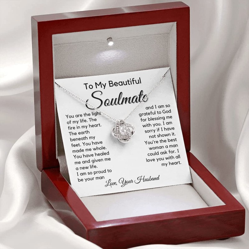 To My Soulmate Love Knot Necklace - My Lovely Wife,