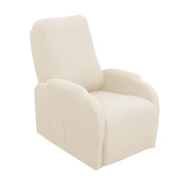 CRFATOP Recliner Chair Covers 4 Pieces Solid Small Reclining Slipcovers with Pocket Stretch Recliner Couch Slipcovers for Home Theater 1 Seat Recliner Sofa Cover for Kids Dogs Pets,Beige