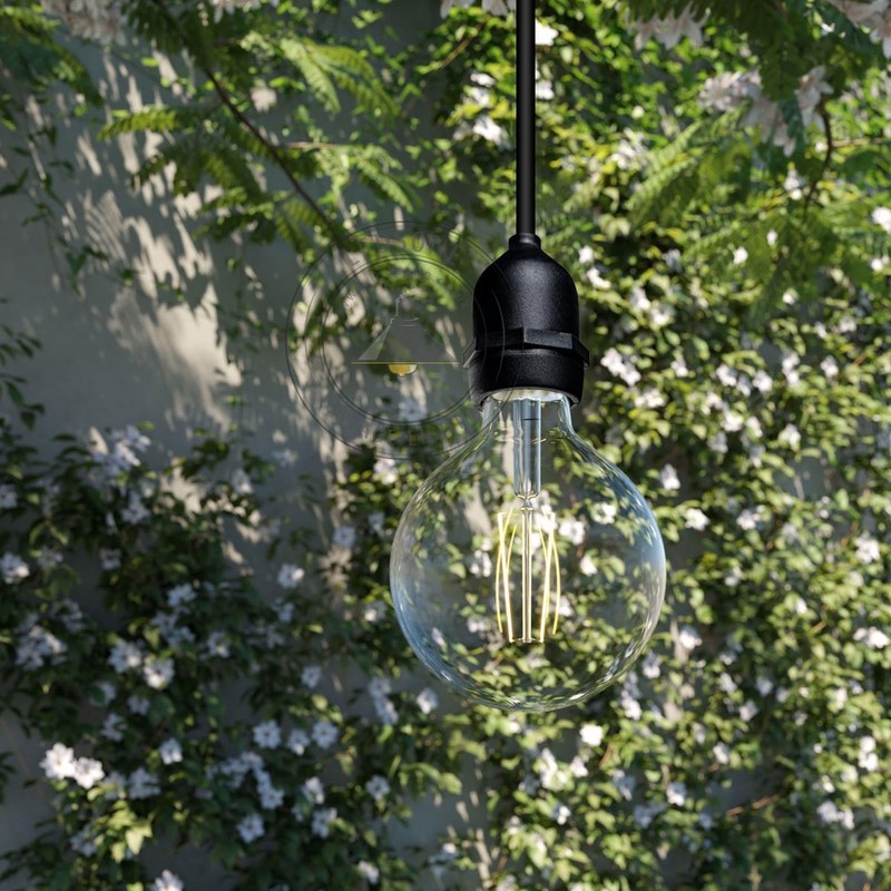 LEDSone 2m Pendant Light, E27 Rainproof Lamp Holder IP65 Indoor/Outdoor