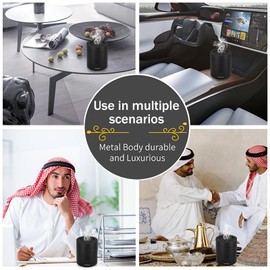 Telawah Mini Incense Burner Bakhoor Portable Rechargeable USB Aromatherapy Diffuser, Arabic Electric Incense Holder, Home Decor. (Black)