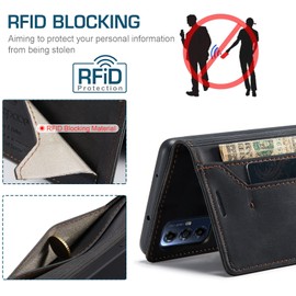 Hongxinyu Case for Moto G Pure 2021 & Moto G Play 2023,Magnetic Protect PU Leather Flip Case with Card Holders RFID Blocking Kickstand Case (Black)