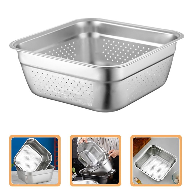 Cabilock Kitchen Colander Stainless Steel Fine Mesh Strainer Bowl Square