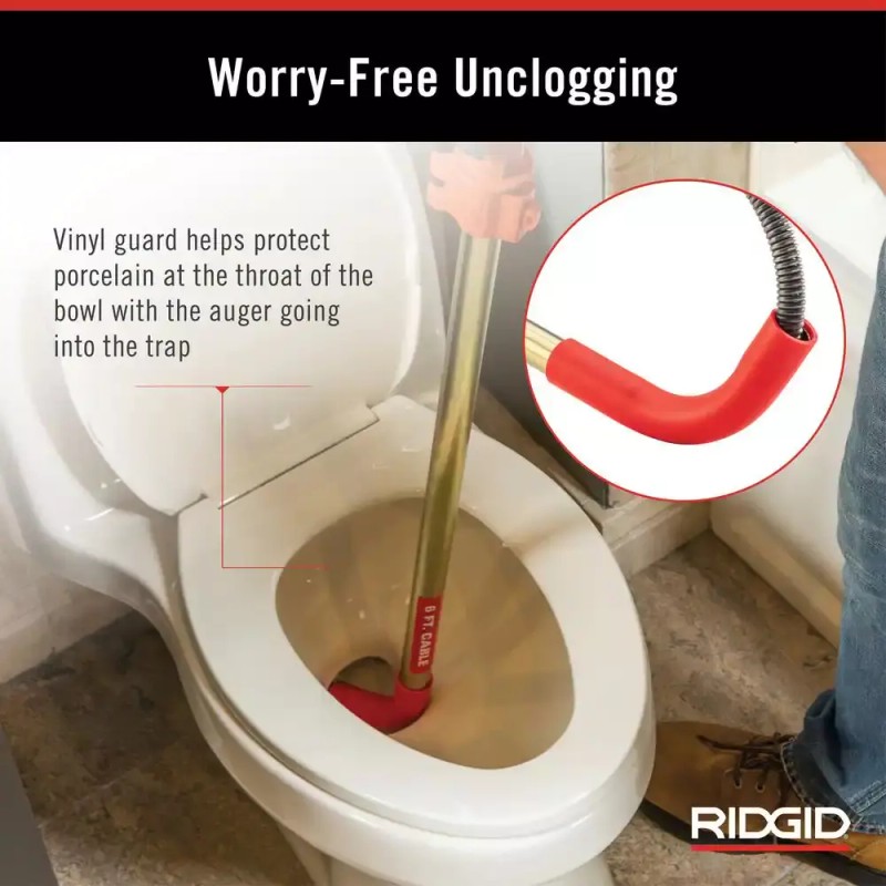 RIDGID K-6P Hybrid Toilet Snake Auger Cable Extends 6' Integrated