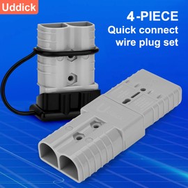 Uddick 350 Amp Battery Quick Disconnect Connecteur, 2/0 AWG 600V Battery Power Connector Plug, for Recovery Winch Auto Car Trailer Boat (Grey 4PCS with 2Handle)