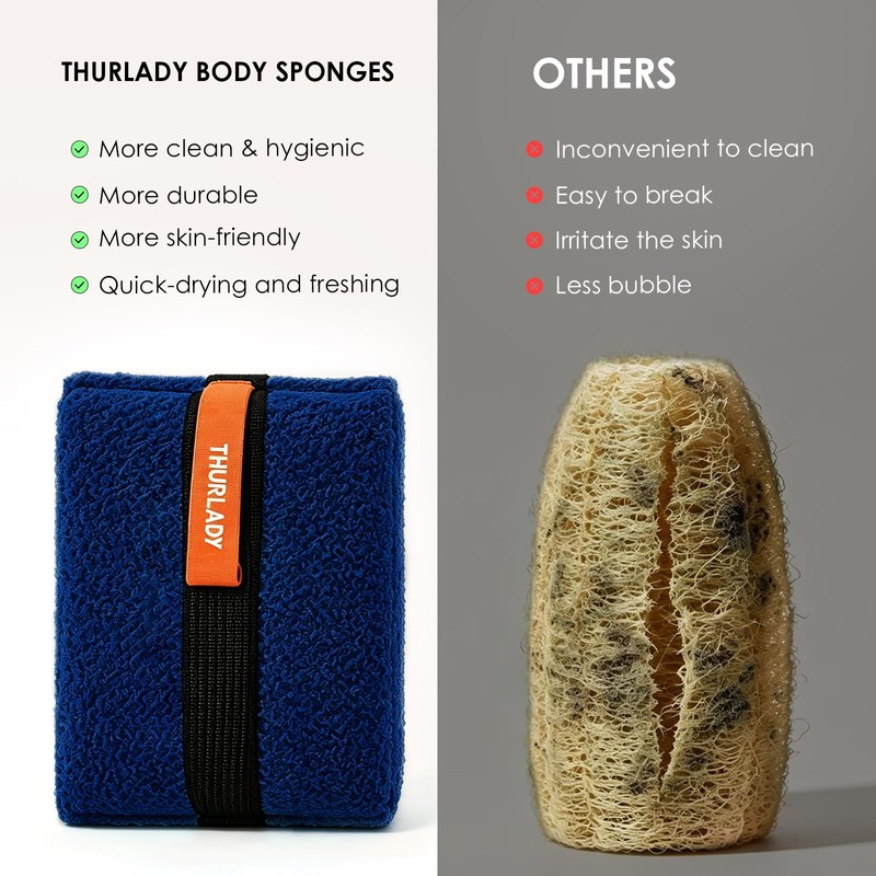 THURLADY Exfoliating Body Scrubber, Rough Body Scrubber Exfoliator, 2 Pack