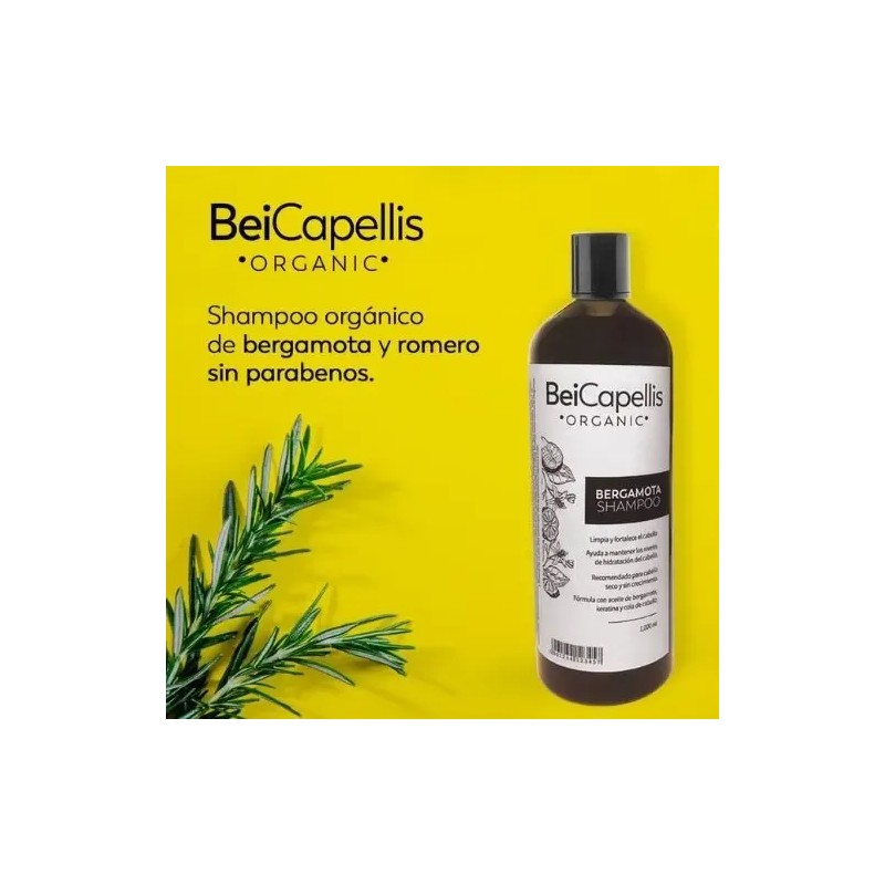 Shampoo Orgánico con Bergamota, Keratina y Romero Organic Shampoo with