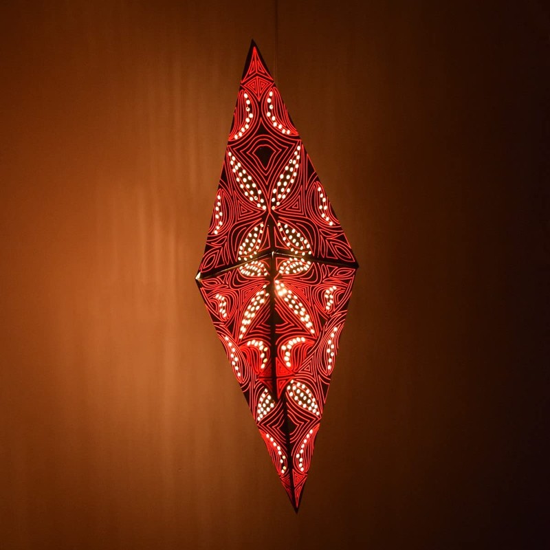 Morse Code Paper Star Lantern with 12 Foot Power Cord