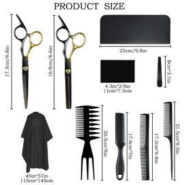 Niura 12 PCS Hair Cutting Scissors Set Professional Haircut Scissors Kit - Cutting Scissors, Thinning Scissors, Comb, Cape, Clips for Professional Barbers, Salon, Home, Men & Women, Kids and Pet
