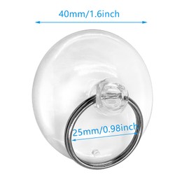 Piutouyar 12Pcs Suction Cup with Ring 1.6"/40mm Clear Key Ring Suction Cups Sucker for Window Kitchen Wall Hook Hanger