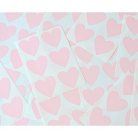 38mm (1.5") Heart Shape Colour Code Stickers - Packs of 72 Large Coloured Hearts Sticky Labels for Craft, Card-Making & Decoration - 33 Colours Available (Pink)