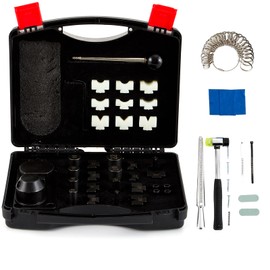 Goyappin Ring Bender Tool for Spoon Making Kit, Heavy Duty Bending Machine for Jewelry, Sizer Measuring Tool Set (Sizer, Mandrel), Rubber Hammer