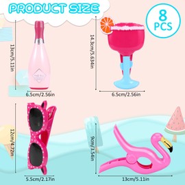 8 Pcs Beach Towel Clips for Beach Chair Flamingo Beach Towel Holders Clothes Pins Decorative Beach Clips Colorful Towel Clips for Chairs Cruise Patio Beach Pool Home