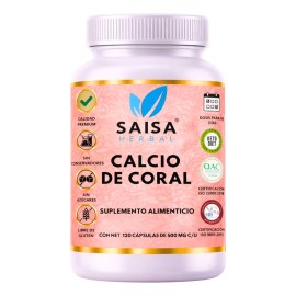 Calcio Coral 100 Puro 120 Cápsulas Salud Ósea Dientes Fuertes Absorción Óptima Saisa Herbal