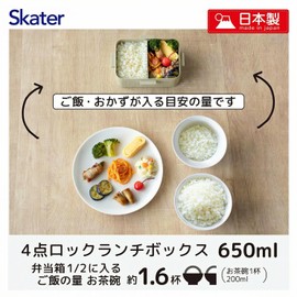 Skater YZFL7AG-A Women's Bento Box, 4-Point Lock, Antibacterial, 22.0 fl oz (650 ml), Dishwasher Safe, Leak Resistant, Made in Japan, Dull Gray