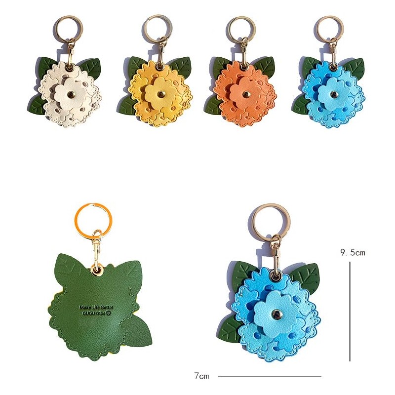 MC Fashion Cute Flower PU Leather Keychain Holder for AirTag