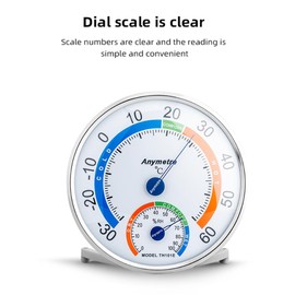 Round Indoor Outdoor Hygrometer/Thermometer, Humidity Gauge Indicator Temperature Humidity Monitor, Analog Hygrometer Humidor Aluminum Dial for Home, Office, Garden, Greenhouse or Conservatory