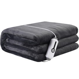 LaffyLo Electric Heated Blanket Full Size 72×84, Breathable & Luxurious Flannel,Soft Warm Gift with Over-Heat Protection,4 Heating Levels & 10 H Auto Shut Off, Machine Washable，Dark Grey