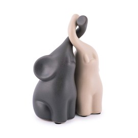 pajoma® Elephants in Love Size S, Set of 2 Ceramic Height 11 cm Harmonious Couple in Beige & Grey Animal Figure Decoration, Decorative Figure, Table Decoration for Kitchen, Bathroom, Living Room and