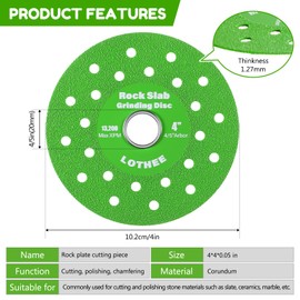 Lothee 3 Pcs Rock Slab Grinding Disc, 4 Inch Glass Cutting Disc for Angle Grinder, Glass Ceramic Diamond Cutting Blade for Grinding Jade, Crystal, Wine Bottles, Tile