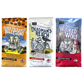 Raven's Brew Ground Coffee Variety Pack - 3 Delicious Flavors - Wicked Wolf, Three Peckered Billy Goat and Deadman's Reach - 12 oz each