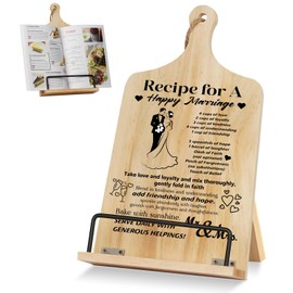 Funistree Wedding Gifts for Couples, Cookbook Holder Stand, Engagement Anniversary Gifts for Her Him Bride Groom, Marriage Gifts for Newlywed Mr Mrs, Recipe Book Holder Stand for Wife Present