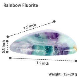 Hxswkk Chakra Thumb Worry Stone for Anxiety Rainbow Fluorite Palm Stones Carved Therapy Polished Pocket Gemstone Crystal Gifts 1.6inch