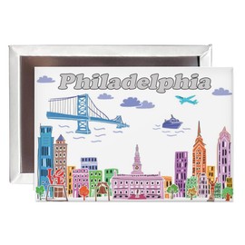 City Themed Artwork Magnet Collection by Beary Blu - Designed in The USA, Collectible Souvenirs Gifts 2.5" x 3.5" (Philadelphia)