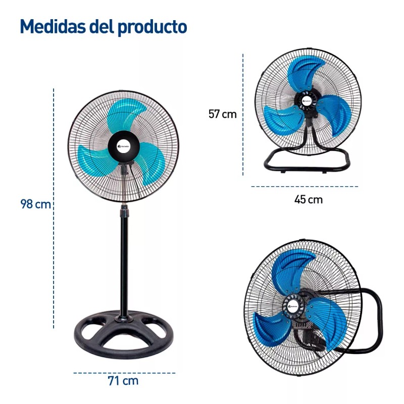 Ventilador 3en1 Techo Piso Pared Giratorio Ajustable 3 Aspas