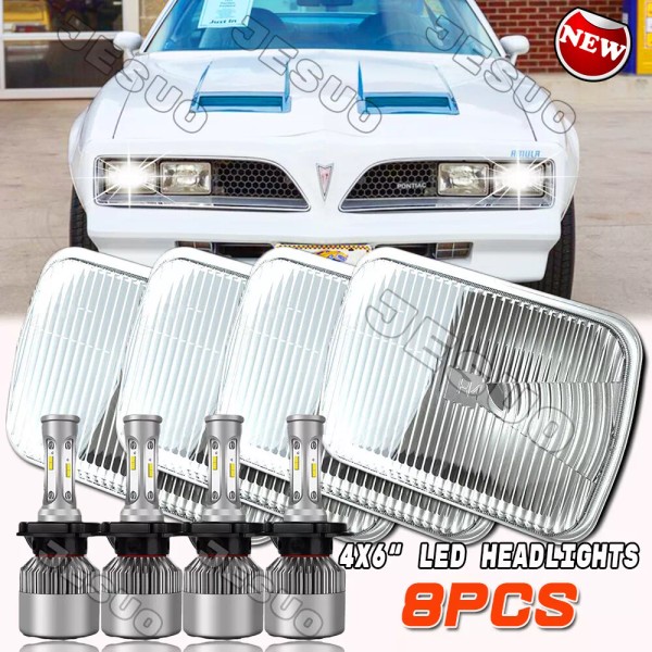 JESUO 4pcs 4x6" LED Headlights Hi-Lo Beam DRL Fit Pontiac