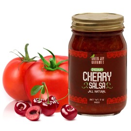 Green Jay Gourmet Cherry Salsa - Cherry-Flavored Fruit Salsa - Medium Heat Picante Salsa - Gourmet Salsa Dip with No Preservatives - Gluten-Free, MSG-Free, Small Batch Natural Salsa Sauce - 17 Ounces