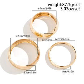 Cubahop Vintage Metal Arc Wide Face Bangle Bracelets Smooth Stackable Geometric Hand Jewelry for Women (Gold)