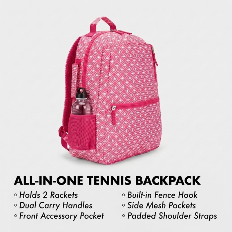 Thorza Tennis Racket Backpack for Women – Lightweight Tennis Bag