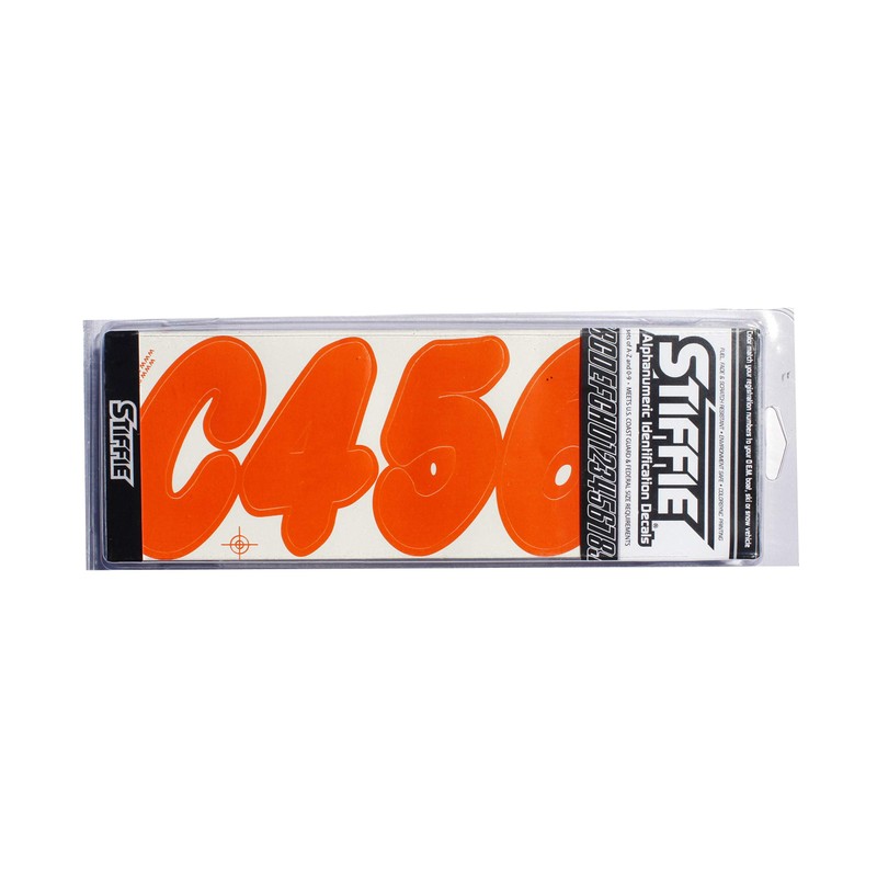 STIFFIE Whip-One Orange 3" Alpha-Numeric Registration Identification Numbers Stickers Decals