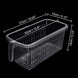 Kurtzy 4 Pack Kitchen Fridge & Cupboard Storage Containers with Handles - 32cm/12.6 Inches Overall Length - Clear Plastic Refrigerator Tubs for Bathroom, Pantry, Drawer, Freezer and Home