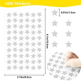 1080 PCS Silver Star Stickers, Small Star Stickers, 20 Sheets Holographic Star Stickers, Star Sticker for Kids Reward, School Planner, Behavior Chart, Classroom Teacher Supplies, DIY, Home