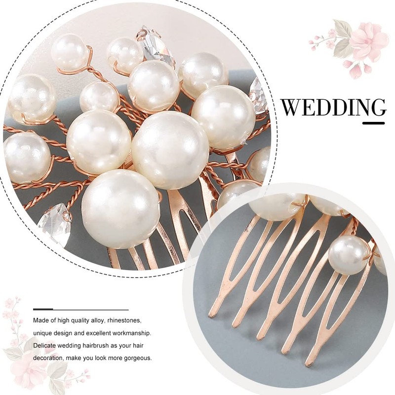 Latious Peine lateral para el pelo con perlas de imitación