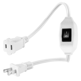VSEER 2 Prong Polarized Plug Extension Cord with On Off Switch 12A/125V USA Outlet Saver Power Cord SPT-2 16AWG for Chargers/Lamp/Power Adapters etc,2FT,White