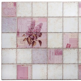 Dundee Deco PG7046-5 Pink Faux Lilacs in Squares PVC 3D Wall Panel, 3.2 ft X 1.6 ft (96 cm X 48cm), Interior Design Wall Paneling Decor, 5.12 sq. ft. (0.47sq. m) Each, Pack of 5