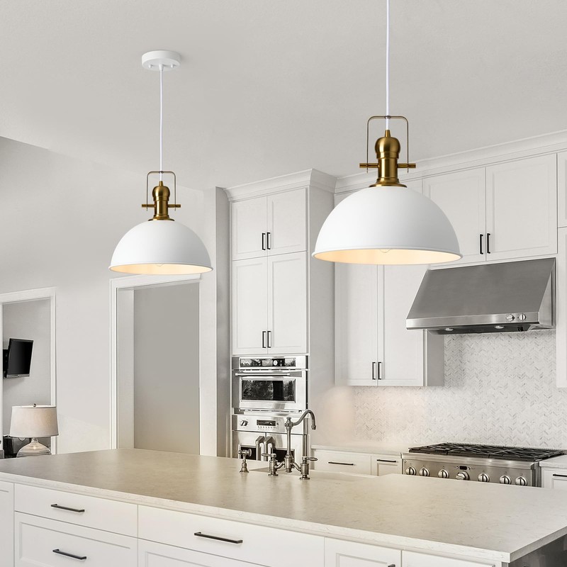 ALAISLYC 12 Inch Sandy White Farmhouse Pendant Lights Pendant Lights