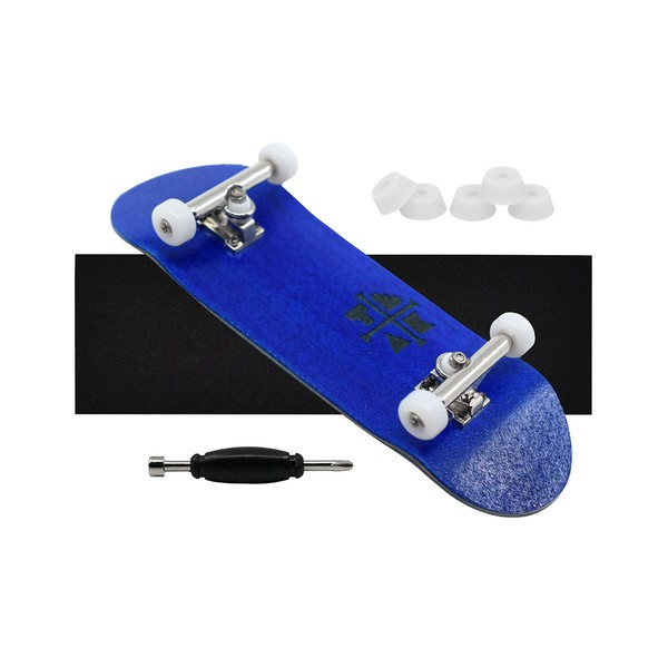Teak Tuning Prolific Complete 32mm Fingerboard with Prodigy Trucks - Pre-Assembled - Blue Blizzard Edition - Upgraded Components, Pro Board Shape and Size, Bearing Wheels, and Locknuts