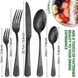 Vilihkc Unique engraved pattern design Silverware Set,20 Piece Stainless Steel Flatware Set, Kitchen Utensil Set Service for 4,Tableware Cutlery Set for Home and Restaurant,Dishwasher Safe