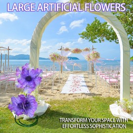 RiKoDaM Large Artificial Flowers for Outdoors, Big Faux Purple Peonies for Indoor Decoration, Giant 3D Fake Flowers Plants with Adjustable Stem for Garden Wedding Birthday Home Decor
