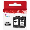 260XL Black Ink Cartridge (2 Pack) Replacement for Canon 260