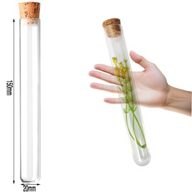 YFLeomry Pack of 30 Test Tubes with Corks, 20 x 150 mm Test Tube, Plastic Vase, Test Tubes for Flowers, Decoration, DIY, Candy, Spices, Liquids