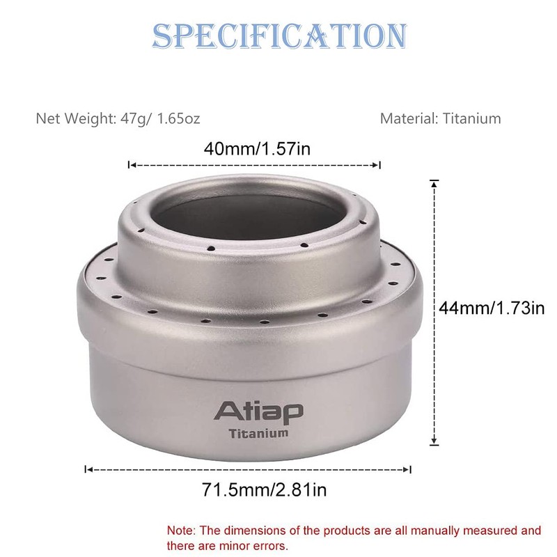ATiAP Titanium Alcohol Camping Stove Portable